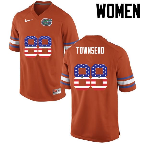 NCAA Florida Gators Tommy Townsend Women's #88 USA Flag Fashion Nike Orange Stitched Authentic College Football Jersey EIN6064YE